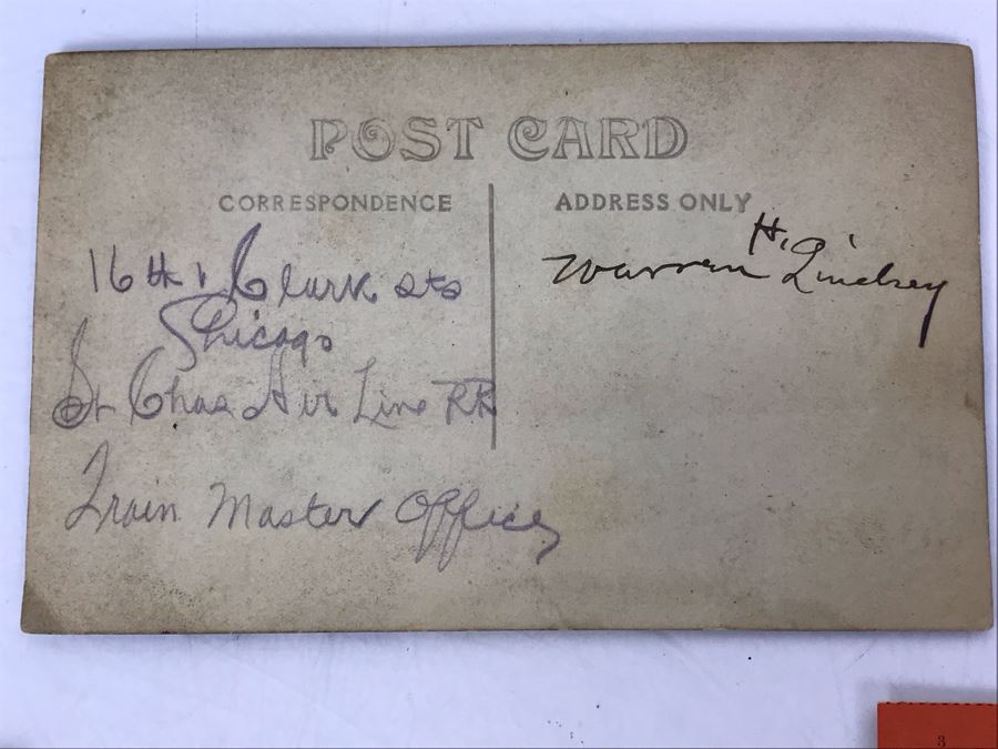 Antique 1902 First Class Passage Railroad Tickets Southern Indiana Railway, Old Photo Postcard Train Office Of Saint Charles Air Line RR Chicago, Old RR Passenger Just Married Paper & Grand Army Of The Republic Women's Relief Corp Ribbon - Just Added [Photo 7]