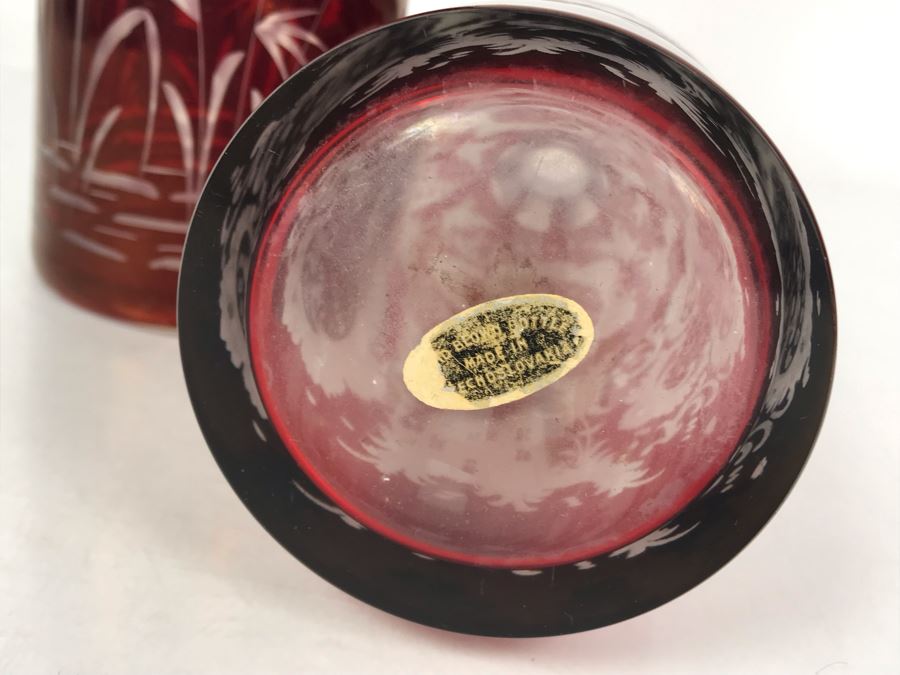 Pair Of Hand Blown Czechoslovakian Bottles 12.5H X 3.25W - Just Added [Photo 15]