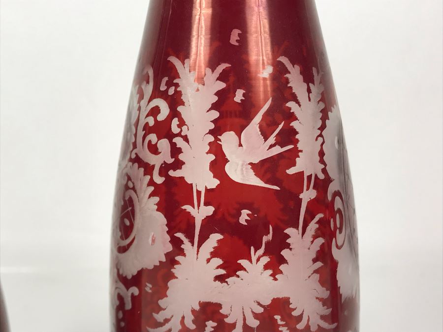 Pair Of Hand Blown Czechoslovakian Bottles 12.5H X 3.25W - Just Added [Photo 8]