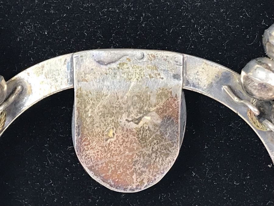 Stunning Old Native American Sterling Silver And Turquoise Squash Blossom Statement Necklace 210g - See Photos For Note - Just Added [Photo 24]