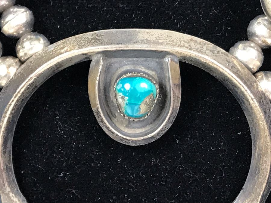 Stunning Old Native American Sterling Silver And Turquoise Squash ...