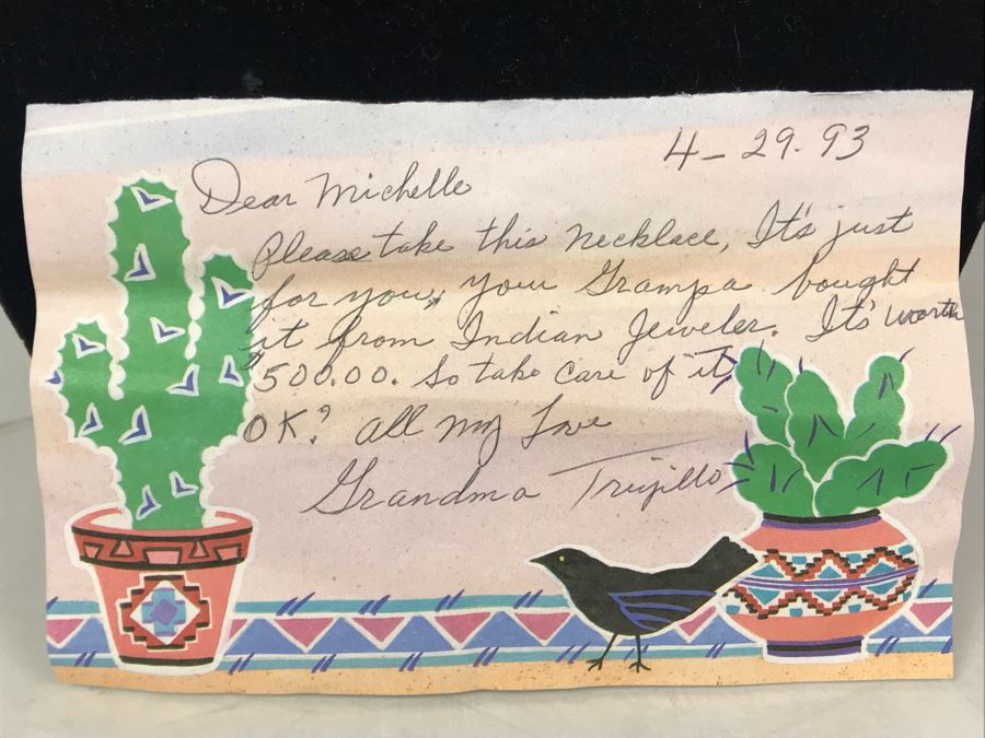 Stunning Old Native American Sterling Silver And Turquoise Squash Blossom Statement Necklace 210g - See Photos For Note - Just Added [Photo 3]