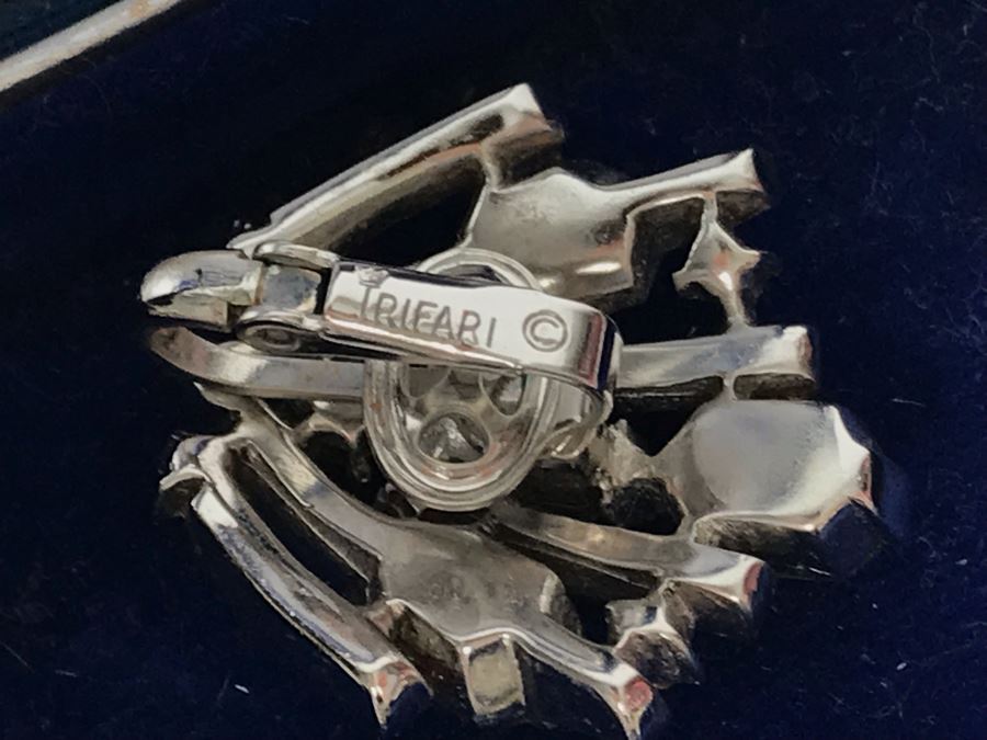 Vintage Weiss Rhinestone Statement Brooch Pin, Vintage Pair Of Trifari Clip-On Earrings And Vintage Eisenberg & Sons Original Jewelry Box - Just Added [Photo 12]
