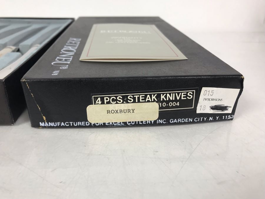 New Set Of (8) 18/8 Stainless Steel Steak Knives Roxbury By Retroneu With Boxes - Just Added [Photo 3]