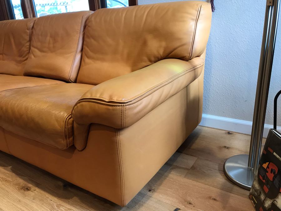 JUST ADDED - Vintage Italian Leather Roche Bobois Sofa Very Worn Perfect For Hipster Man Cave Library - See Photos For Wear 92W X 38D X 32H [Photo 17]