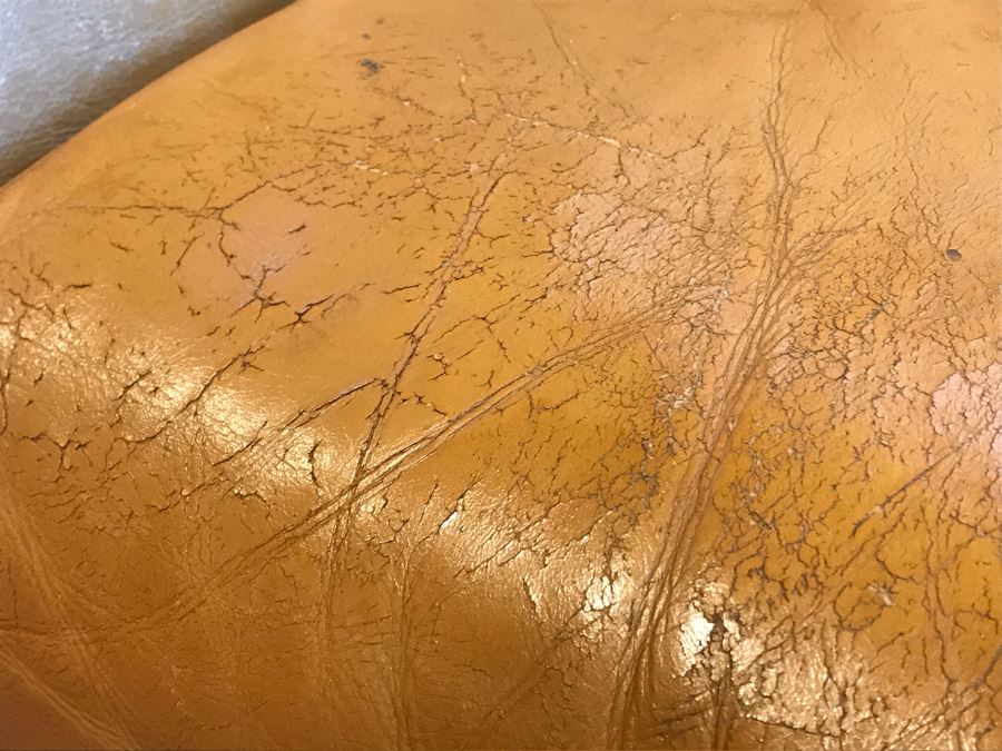 JUST ADDED - Vintage Italian Leather Roche Bobois Sofa Very Worn Perfect For Hipster Man Cave Library - See Photos For Wear 92W X 38D X 32H [Photo 10]
