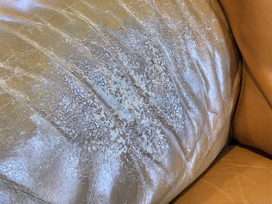 JUST ADDED - Vintage Italian Leather Roche Bobois Sofa Very Worn Perfect For Hipster Man Cave Library - See Photos For Wear 92W X 38D X 32H [Photo 9]