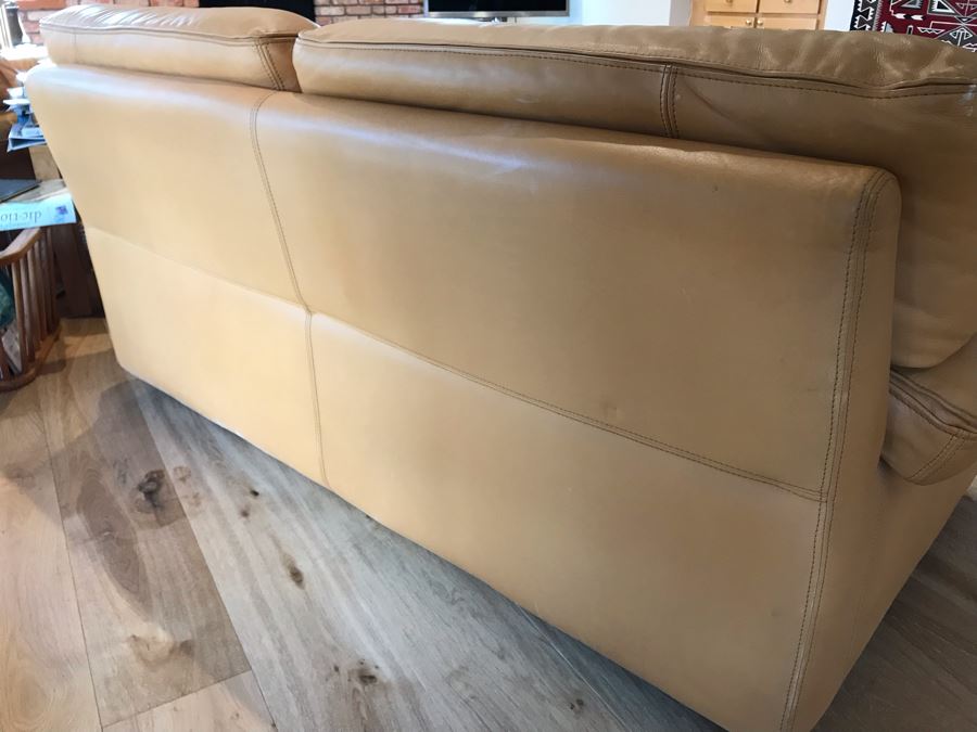 JUST ADDED - Vintage Italian Leather Roche Bobois Loveseat Sofa Very Worn Perfect For Hipster Man Cave Library - See Photos For Wear 72W X 32D X 32H [Photo 13]