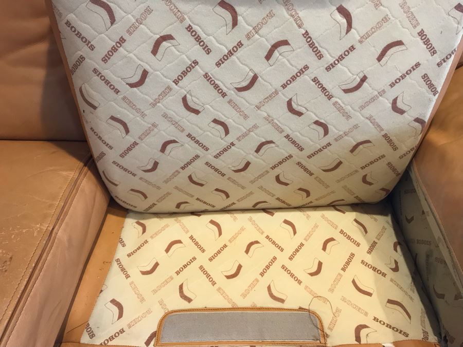 JUST ADDED - Vintage Italian Leather Roche Bobois Loveseat Sofa Very Worn Perfect For Hipster Man Cave Library - See Photos For Wear 72W X 32D X 32H [Photo 15]