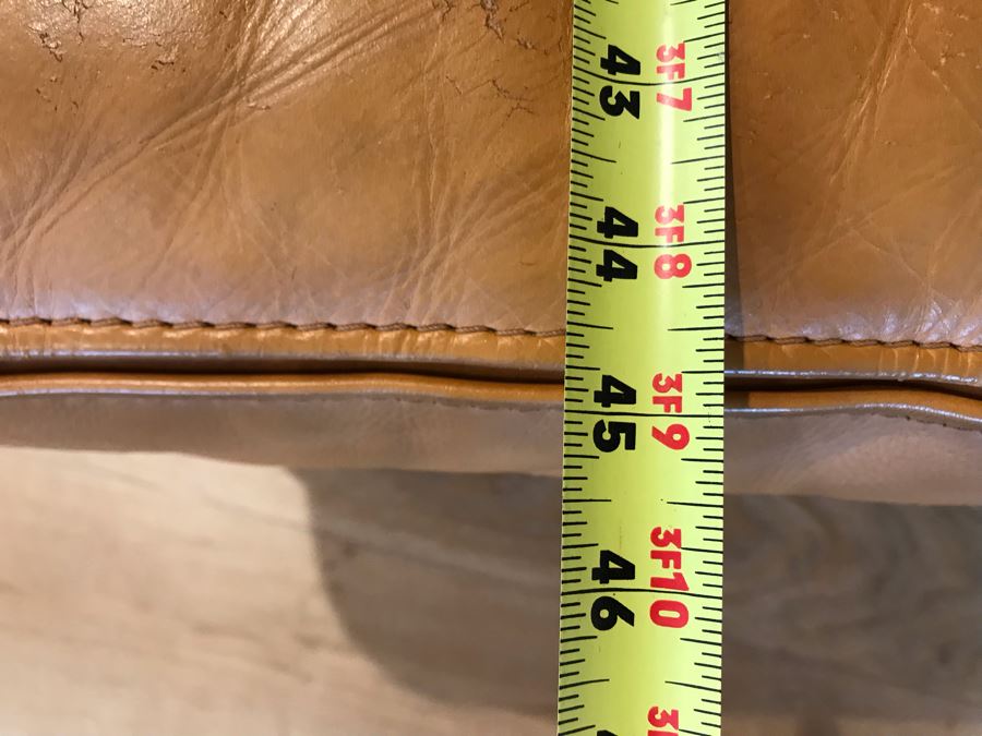 JUST ADDED - Vintage Italian Leather Roche Bobois Armchair With Ottoman Very Worn Perfect For Hipster Man Cave Library - See Photos For Wear - Slight Tear In Seat Cushion 48W X 40D X 32H [Photo 17]