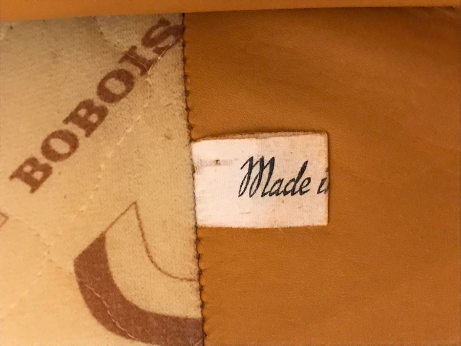 JUST ADDED - Vintage Italian Leather Roche Bobois Armchair With Ottoman Very Worn Perfect For Hipster Man Cave Library - See Photos For Wear - Slight Tear In Seat Cushion 48W X 40D X 32H [Photo 9]