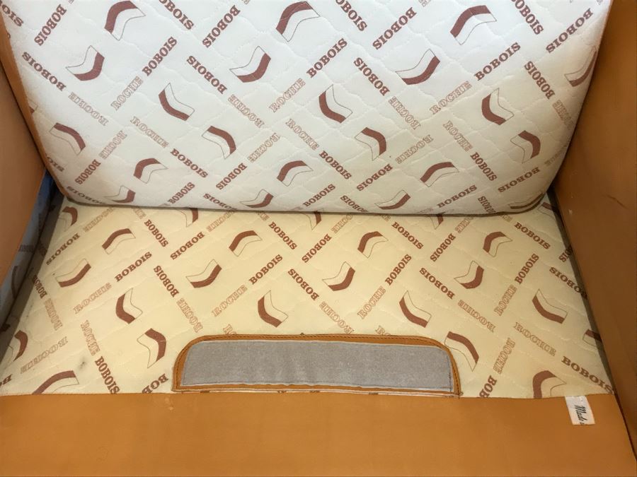 JUST ADDED - Vintage Italian Leather Roche Bobois Armchair With Ottoman Very Worn Perfect For Hipster Man Cave Library - See Photos For Wear - Slight Tear In Seat Cushion 48W X 40D X 32H [Photo 8]