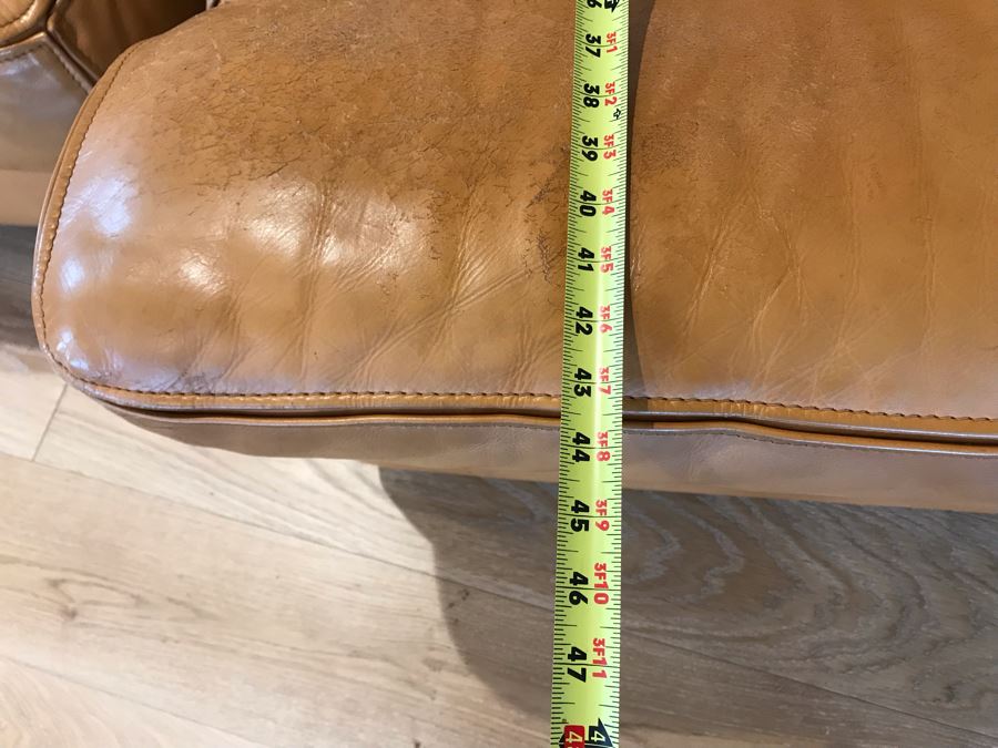 JUST ADDED - Vintage Italian Leather Roche Bobois Armchair With Ottoman Very Worn Perfect For Hipster Man Cave Library - See Photos For Wear - Slight Tear In Seat Cushion 48W X 40D X 32H [Photo 18]