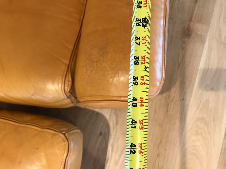 JUST ADDED - Vintage Italian Leather Roche Bobois Armchair With Ottoman Very Worn Perfect For Hipster Man Cave Library - See Photos For Wear - Slight Tear In Seat Cushion 48W X 40D X 32H [Photo 19]