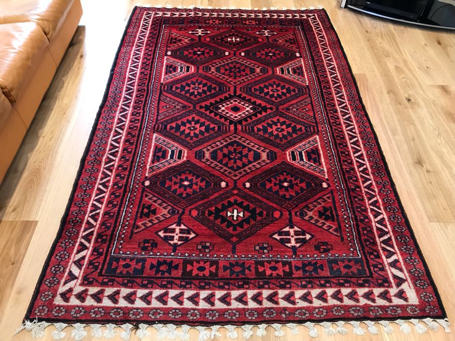 JUST ADDED - Vintage Hand Knotted Persian Area Rug 106 X 66 [Photo 3]