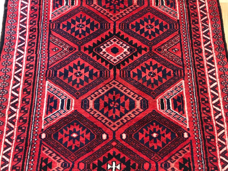 JUST ADDED - Vintage Hand Knotted Persian Area Rug 106 X 66 [Photo 8]