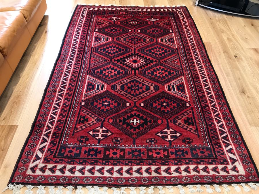 JUST ADDED - Vintage Hand Knotted Persian Area Rug 106 X 66 [Photo 2]