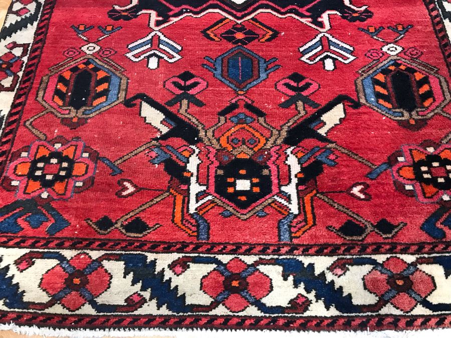 JUST ADDED - Vintage Hand Knotted Persian Area Rug 88 X 51 [Photo 3]