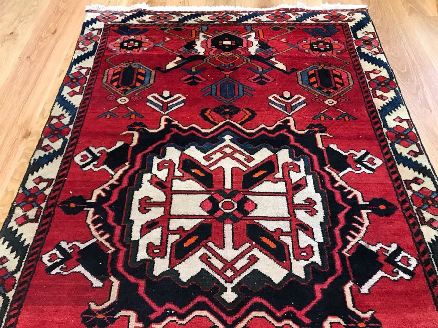 JUST ADDED - Vintage Hand Knotted Persian Area Rug 88 X 51 [Photo 5]