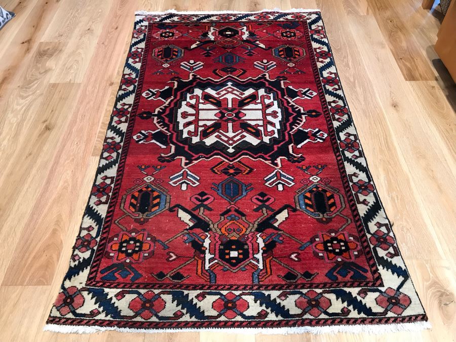 JUST ADDED - Vintage Hand Knotted Persian Area Rug 88 X 51 [Photo 2]