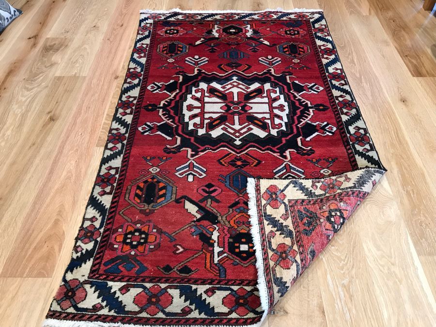 JUST ADDED - Vintage Hand Knotted Persian Area Rug 88 X 51 [Photo 6]