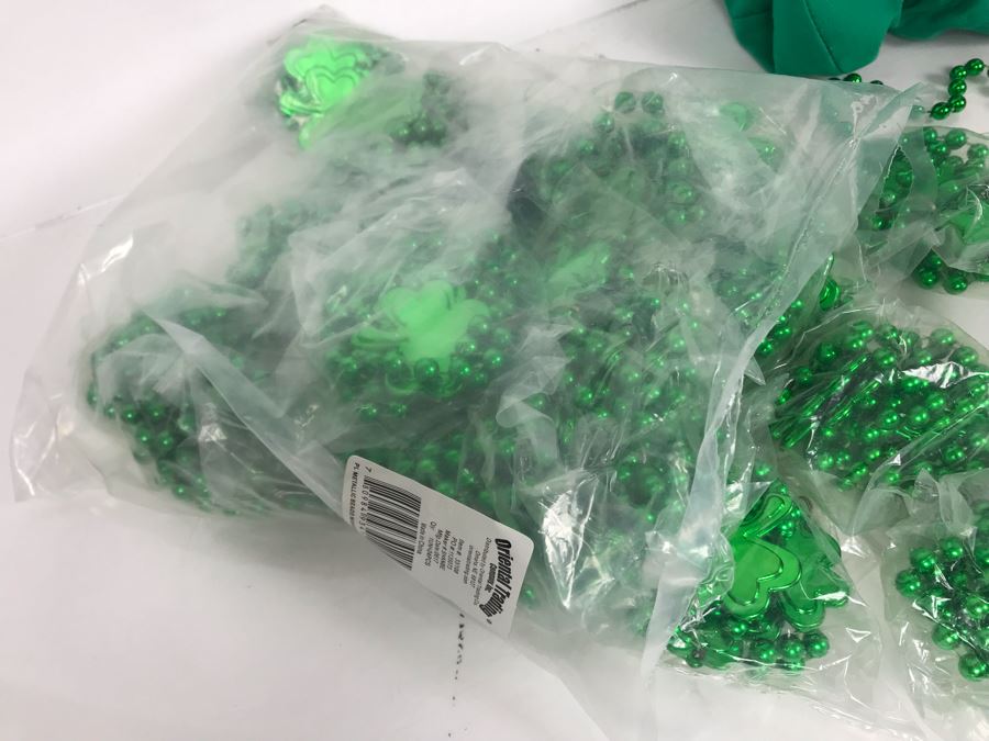 JUST ADDED - Collection Of Saint Patrick's Day Green Beaded Shamrock Necklaces Party Favors And Irish Shamrock Bear [Photo 5]