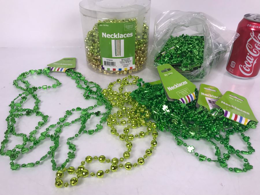 JUST ADDED - Collection Of Saint Patrick's Day Green Beaded Necklaces Party Favors [Photo 2]