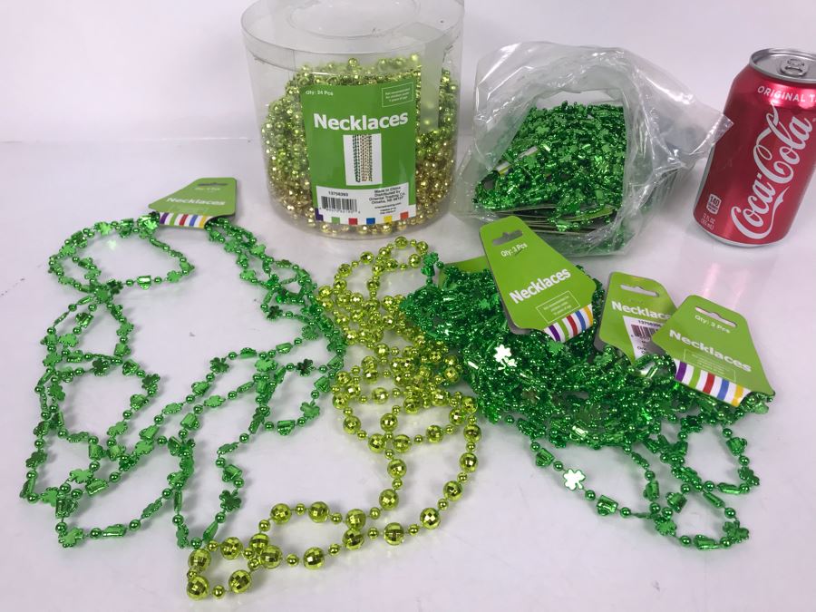JUST ADDED - Collection Of Saint Patrick's Day Green Beaded Necklaces Party Favors [Photo 1]