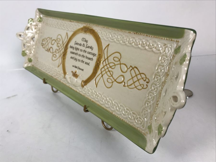 JUST ADDED - New Irish Cheese Tray With Metal Stand 15W X 5H [Photo 5]