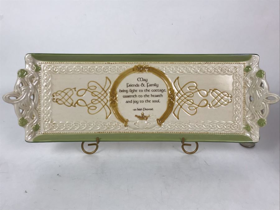 JUST ADDED - New Irish Cheese Tray With Metal Stand 15W X 5H [Photo 2]