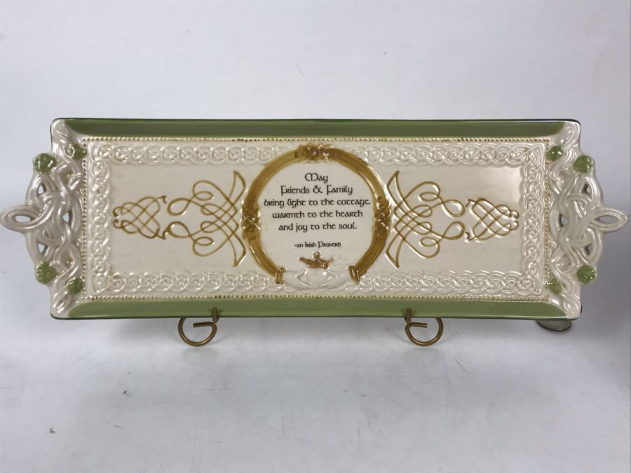 JUST ADDED - New Irish Cheese Tray With Metal Stand 15W X 5H [Photo 1]