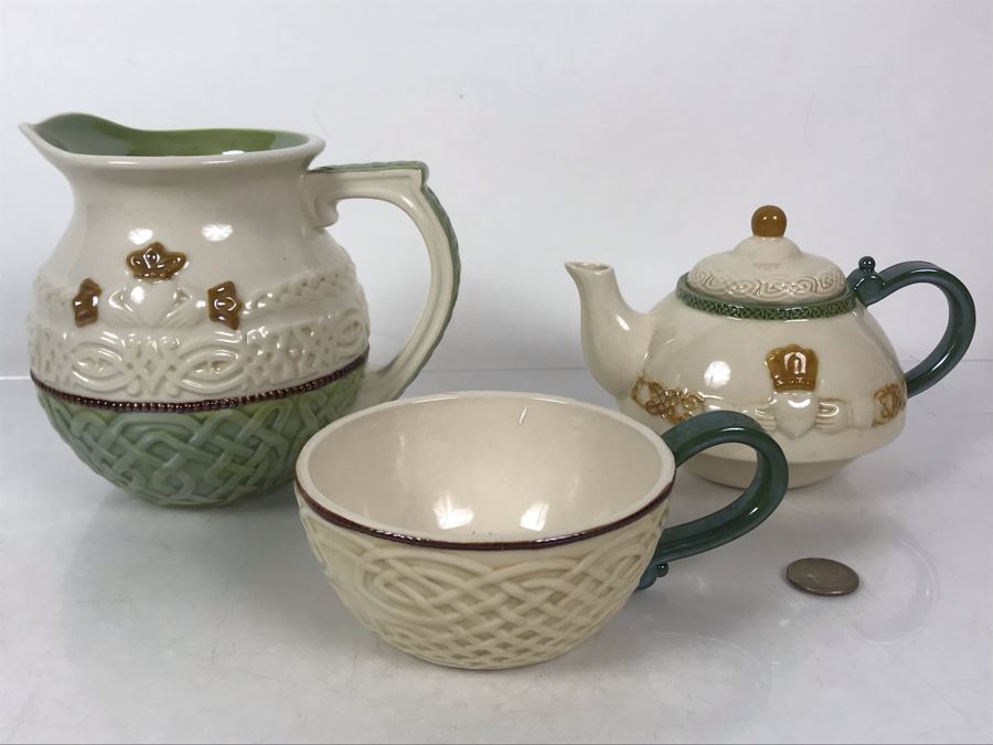 JUST ADDED - New Irish Teapot, Coffee Mug And Pitcher 5.5H By Grasslands Road GR