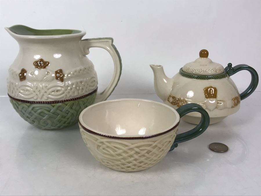 JUST ADDED - New Irish Teapot, Coffee Mug And Pitcher 5.5H By Grasslands Road GR [Photo 2]