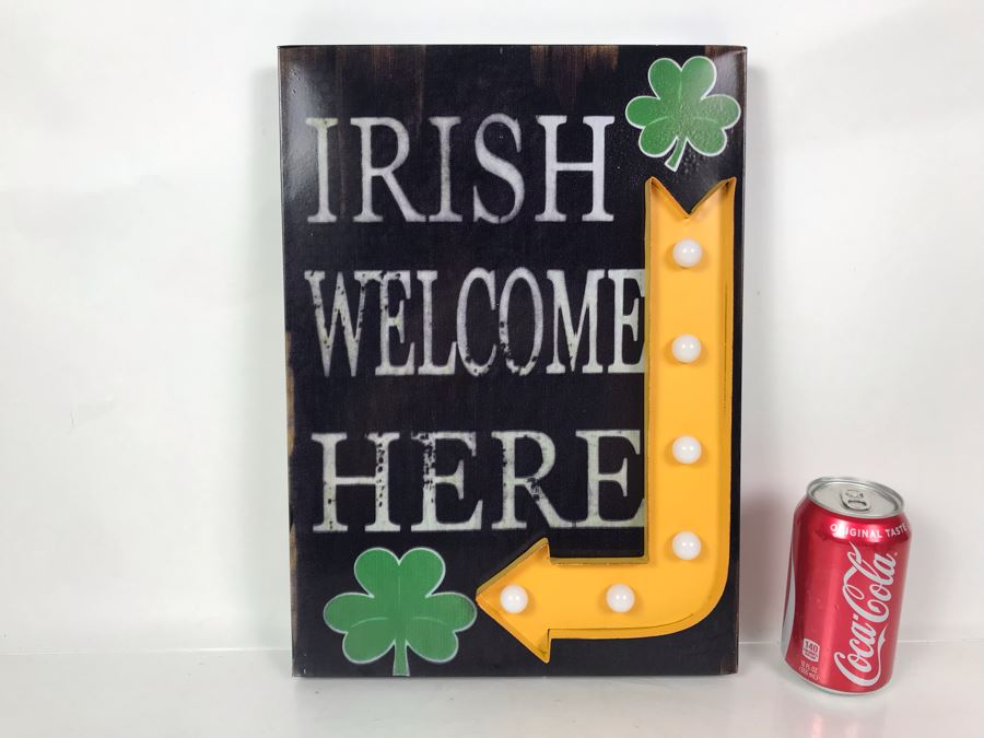 JUST ADDED - Irish Welcome Here Lighted Metal Wall Sign 11W X 15.5H [Photo 2]