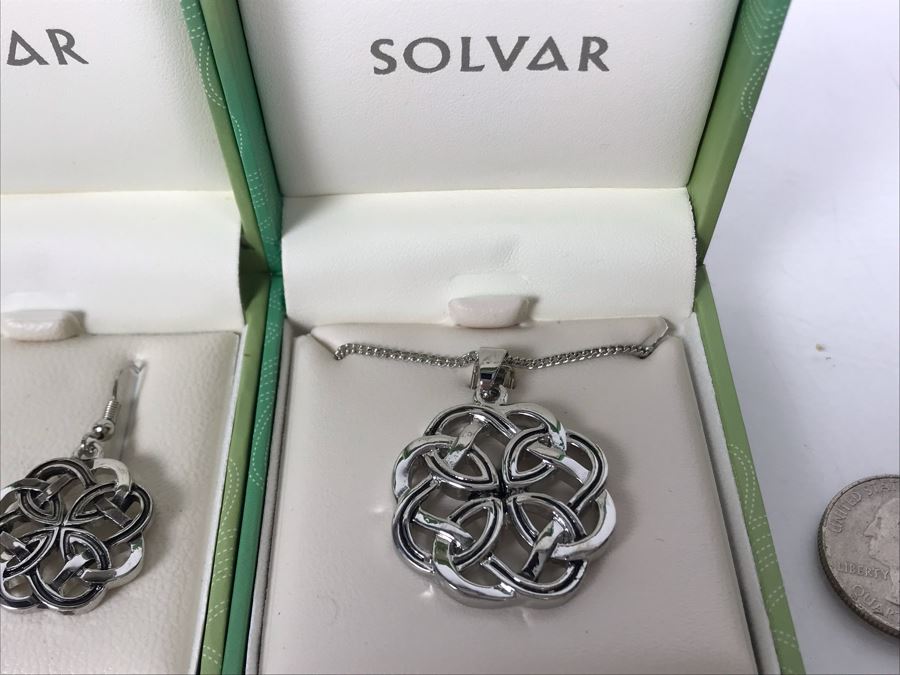 JUST ADDED - Irish Pendant Necklace With Matching Earrings By Solvar Retails $95 [Photo 3]