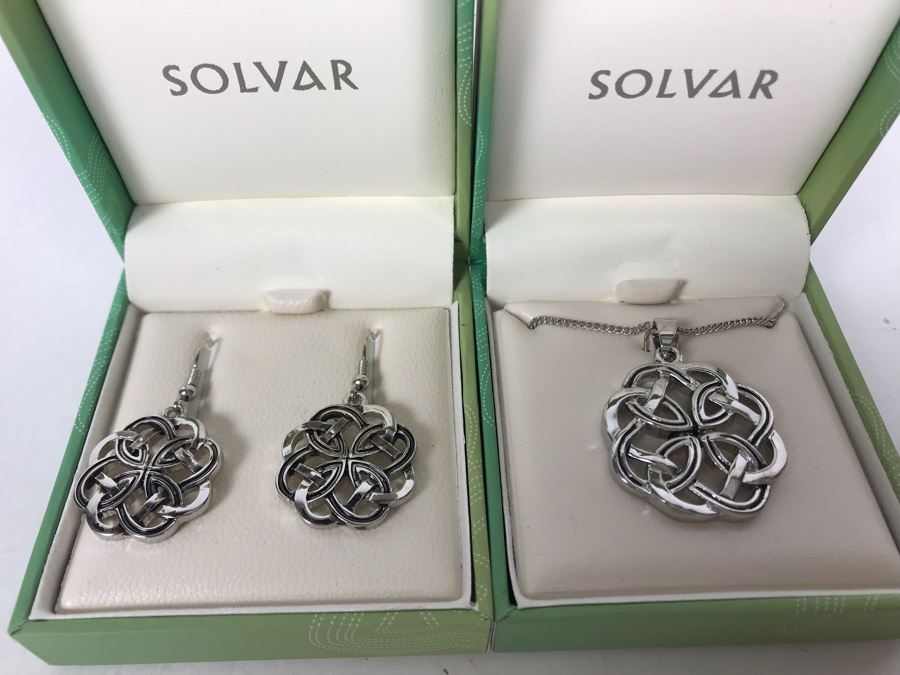 JUST ADDED - Irish Pendant Necklace With Matching Earrings By Solvar Retails $95 [Photo 1]