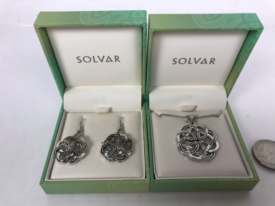 JUST ADDED - Irish Pendant Necklace With Matching Earrings By Solvar Retails $95 [Photo 2]
