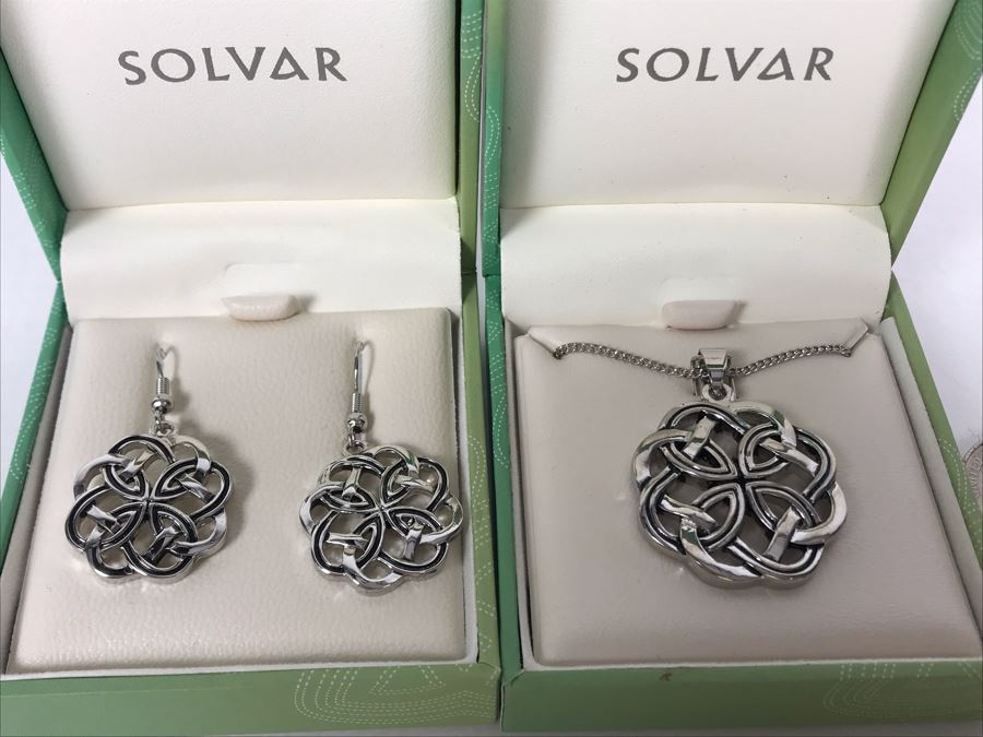 JUST ADDED - Irish Pendant Necklace With Matching Earrings By Solvar Retails $95 [Photo 1]