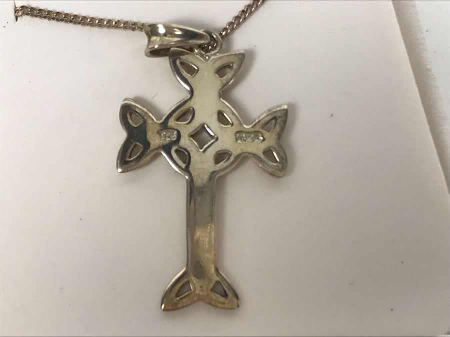 JUST ADDED - Sterling Silver Irish Cross Pendant Sterling Silver Necklace [Photo 4]