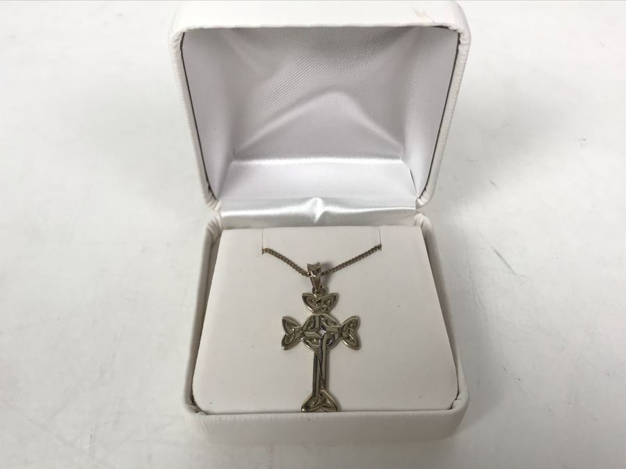 JUST ADDED - Sterling Silver Irish Cross Pendant Sterling Silver Necklace [Photo 2]