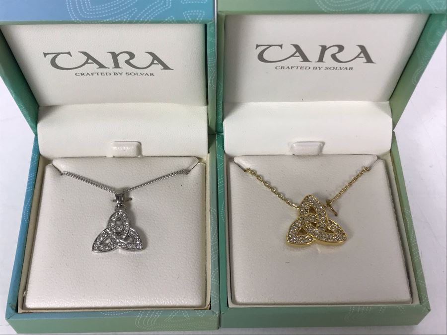 JUST ADDED - Pair Of Irish Trinity Pendant Necklaces By Solvar Retails $139 [Photo 2]