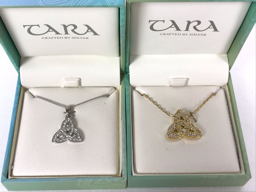 JUST ADDED - Pair Of Irish Trinity Pendant Necklaces By Solvar Retails $139 [Photo 1]