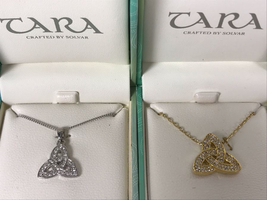 JUST ADDED - Pair Of Irish Trinity Pendant Necklaces By Solvar Retails $139 [Photo 3]