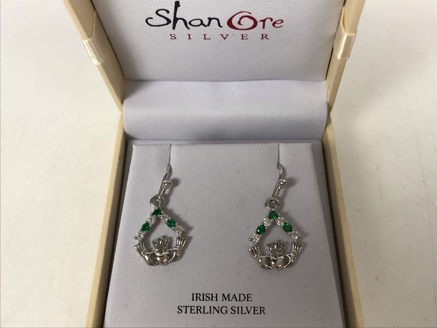JUST ADDED - Sterling Silver Irish Claddagh Earrings By Shanore Silver Retails $104 [Photo 2]