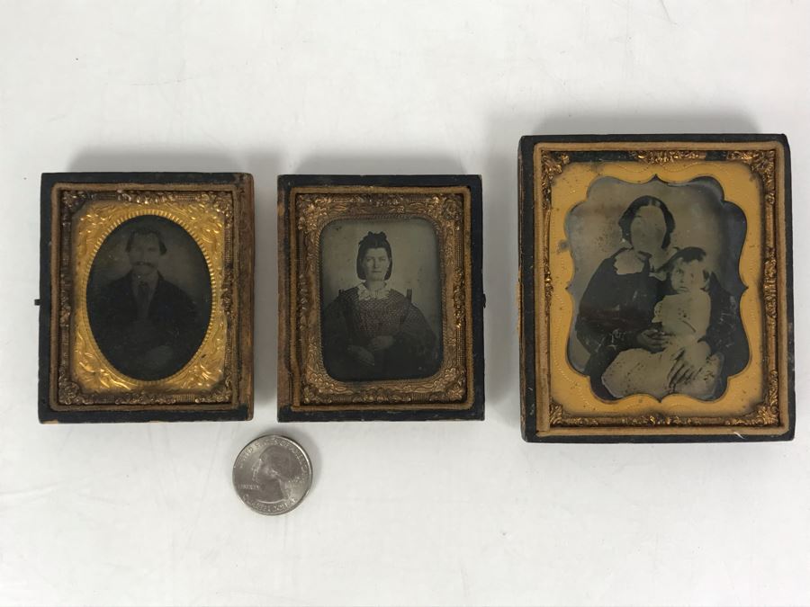 Set Of (3) Old Daguerreotype Photographs With Half Of Cases [Photo 3]
