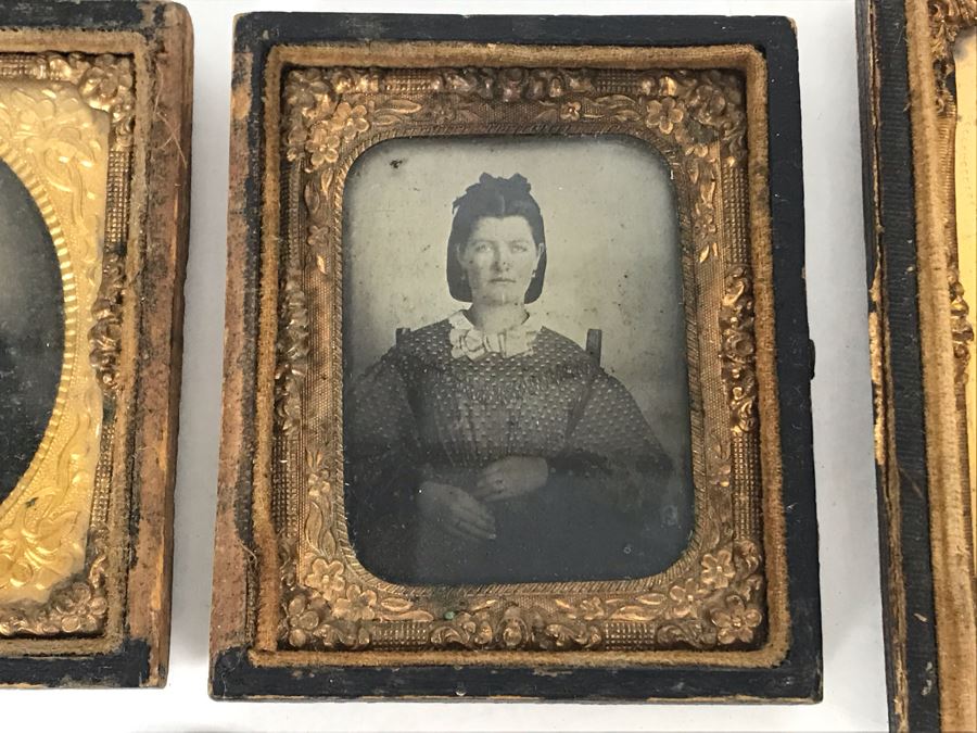 Set Of (3) Old Daguerreotype Photographs With Half Of Cases [Photo 5]