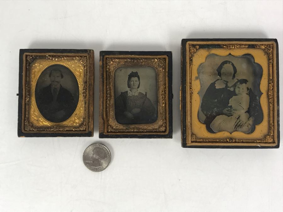 Set Of (3) Old Daguerreotype Photographs With Half Of Cases [Photo 4]