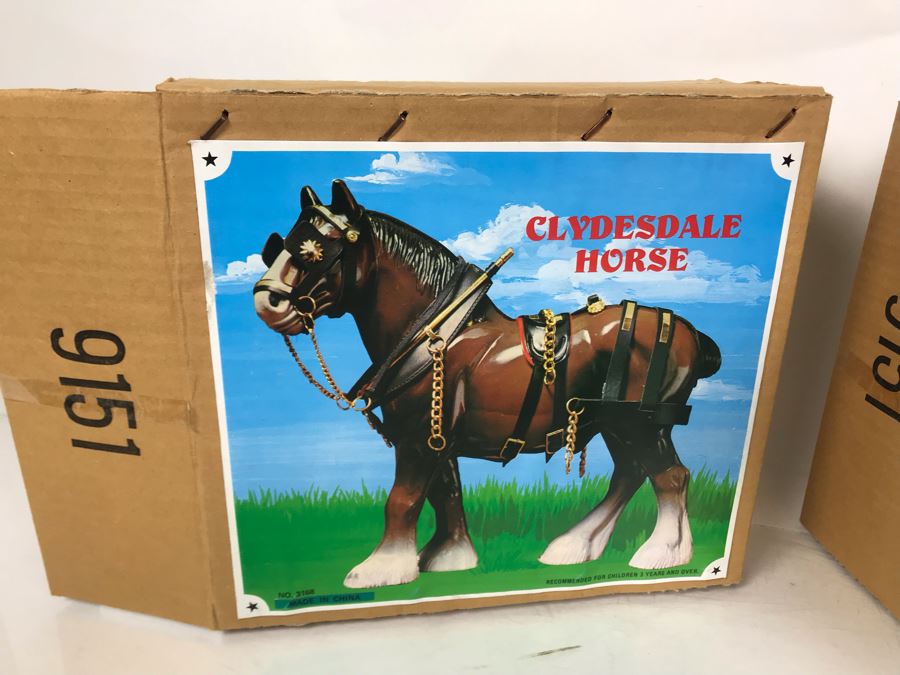 Pair Of Clydesdale Horse Toys With Boxes And Hallmark Keepsake Ornament Oh, What A Grill! [Photo 5]