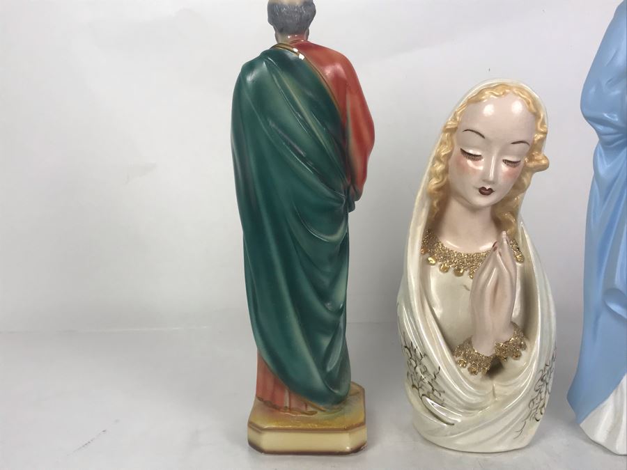 (3) Religious Statues Figurines - Middle Is Signed Ruby Lewis California [Photo 12]