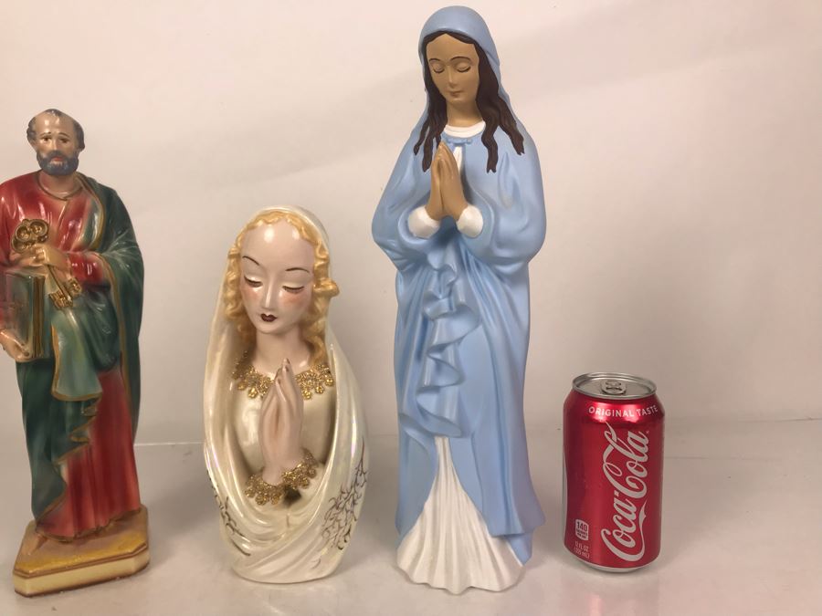 (3) Religious Statues Figurines - Middle Is Signed Ruby Lewis California [Photo 15]